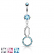 Piercing nombril à boucle et anneau pavé de strass
