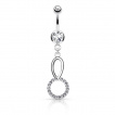 Piercing nombril à boucle et anneau pavé de strass