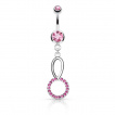 Piercing nombril à boucle et anneau pavé de strass