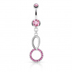 Piercing nombril  boucle et anneau pav de strass