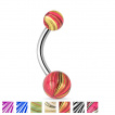 Piercing nombril à boules plaquées IP marbrées à aspect nacré