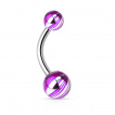 Piercing nombril à boules plaquées IP marbrées à aspect nacré