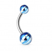 Piercing nombril à boules plaquées IP marbrées à aspect nacré