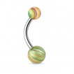 Piercing nombril à boules plaquées IP marbrées à aspect nacré