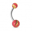 Piercing nombril à boules plaquées IP marbrées à aspect nacré