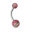 Piercing nombril à boules plaquées IP marbrées à aspect nacré