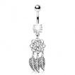 Piercing nombril  fleur et plumes style attrape rve