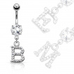 Piercing nombril à lettre alphabet couverte de strass