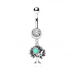 Piercing nombril arbre de vie avec turquoise