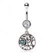 Piercing nombril arbre de vie à lune et soleil de turquoise