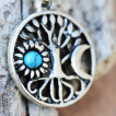 Piercing nombril arbre de vie à lune et soleil de turquoise