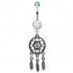 Piercing nombril attape rêves vintage à strass bleu