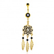 Piercing nombril attrape-rêve plaqué or et noir
