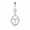 Piercing nombril avec cadenas à coeur de strasses