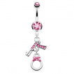 Piercing nombril avec pistolet et menotte à strass