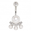 Piercing nombril balancier de perles et strass