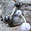 Piercing nombril  boules acrylique UV avec claboussures