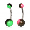 Piercing nombril à boules acrylique UV bicolores
