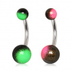 Piercing nombril  boules acrylique UV bicolores