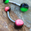 Piercing nombril à boules acrylique UV bicolores