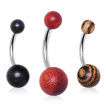 Piercing nombril  boules en bois naturel