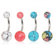 Piercing nombril  boules imitation pierres semi-prcieuses