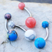 Piercing nombril à boules imitation pierres semi-précieuses