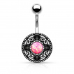 Piercing nombril bouton avec spirales et Opale synthétique
