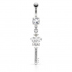 Piercing nombril clé couronnée avec strass