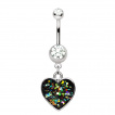 Piercing nombril coeur emaillé pailleté