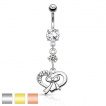 Piercing nombril coeur poctu de strass avec joli ruban