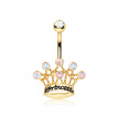 Piercing nombril couronne gravée