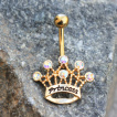 Piercing nombril couronne gravée