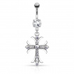 Piercing nombril croix celtique traversée de strass
