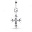 Piercing nombril croix celtique traverse de strass