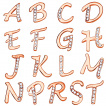 Piercing nombril cuivré à lettre alphabet avec strass