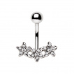 Piercing nombril dlicat trio de fleurs strass