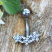 Piercing nombril dlicat trio de fleurs strass