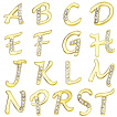 Piercing nombril doré à lettre alphabet avec strass