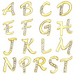 Piercing nombril dor  lettre alphabet avec strass