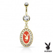 Piercing nombril dor  portrait lapin Playboy sur cadre oval