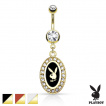 Piercing nombril dor  portrait lapin Playboy sur cadre oval