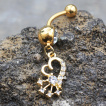 Piercing nombril doré à coeur et étoile éclatée