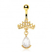 Piercing nombril doré couronne de princesse