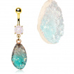 Piercing nombril doré à Druzy suspendue