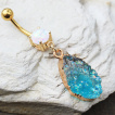 Piercing nombril doré à Druzy suspendue