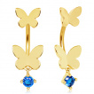 Piercing nombril dor  embouts papillons et strass bleu