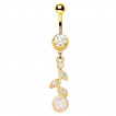 Piercing nombril doré à fleur d'opale en pendentif