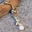 Piercing nombril doré à fleur d'opale en pendentif