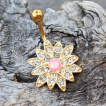 Piercing nombril doré fleur sertie à 12 pétales